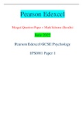 Pearson Edexcel Merged Question Paper + Mark Scheme (Results) June 2022 Pearson Edexcel GCSE Psychology 1PS0/01 Paper 1