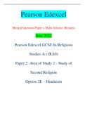 Pearson Edexcel Merged Question Paper + Mark Scheme (Results) June 2022 Pearson Edexcel GCSE In Religious Studies A (1RA0) Paper 2: Area of Study 2 - Study of Second Religion Option 2E – Hinduism