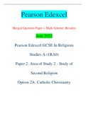 Pearson Edexcel Merged Question Paper + Mark Scheme (Results) June 2022 Pearson Edexcel GCSE In Religious Studies A (1RA0) Paper 2: Area of Study 2 - Study of Second Religion Option 2A: Catholic Christianity