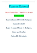 Pearson Edexcel Merged Question Paper + Mark Scheme (Results) Summer 2022 Pearson Edexcel GCSE In Religious Studies B (1RB0) Paper 2: Area of Study 2 – Religion, Peace and Conflict Option 2B: Christianity