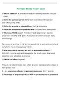 Perinatal Mental Health exam 2022 with complete solution