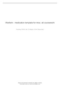 Warfarin - medication template for misc. ati coursework
