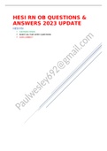 HESI RN OB QUESTIONS & ANSWERS 2023 UPDATE