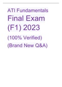 ATI Fundamentals Final Exam (F1) 2023 (100% Verified) (Brand New Q&A)