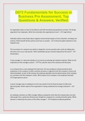 D072 Fundamentals for Success in Business Pre Assessment, Top Questions & Answers, Verified