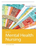 TEST BANK NEEB's MENTAL HEALTH NURSING 5TH EDITION BY GORMAN >CHAPETR 1-22< COMPLETE GUIDE .