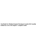 Test Bank For Medical-Surgical Nursing in Canada 4th Canadian Edition by Lewis All Chapters Complete Guide, Lewis’s Medical Surgical Nursing 11th Edition Harding Test Bank Chapter 1-68. All FULL, REVISED and Complete Guide A+, Medical-Surgical Nursing, 12