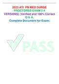 2023 ATI  PN MED SURGE PROCTORED EXAM (14 VERSIONS) |Verified and 100% Correct Q & A, Complete Document for Exam|