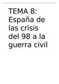 Tema8.  España de las crisis del 98 a la guerra civil. Historia de España. Selectividad.