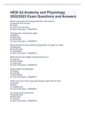 HESI A2 Anatomy and Physiology 2022/2023 Exam Questions and Answers