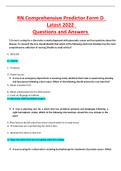 2022 RN Comprehensive Predictor Form D | A+ Rated Guide | Questions and Answers (Solved)