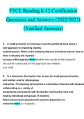 FTCE reading k-12 certification. Questions and Answers (2022/2023) (Verified Answers)