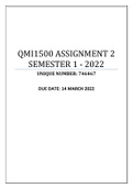 QMI1500 Assignment 2 (QUIZ) Semester 1 2023