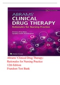 Test Bank for Abrams Clinical Drug Therapy Rationales for Nursing Practice 12th Edition Frandsen ALL Chapters 1-61 included download to Ace your exams at the first attempt!!