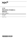 GCSE RELIGIOUS STUDIES A 8062/11 Paper 1: Buddhism Mark scheme June 2022