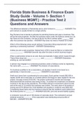 Florida State Business & Finance Exam Study Guide - Volume 1- Section 1 (Business MGMT.) - Practice Test 2 Questions and Answers