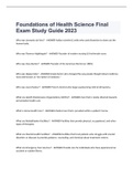 Foundations of Health Science Final Exam Study Guide exam 2023 with 100% correct answers