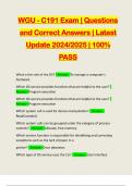 WGU - C191 Exam | Questions and Correct Answers | Latest Update 2024/2025 | 100% PASS