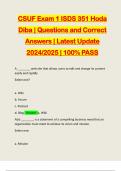 CSUF Exam 1 ISDS 351 Hoda Diba | Questions and Correct Answers | Latest Update 2024/2025 | 100% PASS