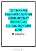 TEST BANK FOR PSYCHIATRIC NURSING CONTEMPORARY PRACTICE, 5TH EDITION, MARY ANN BOYD