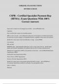 CSPR - Certified Specialist Payment Rep (HFMA). Exam Questions With 100% Correct Answers