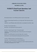 NURS272 Final Exam Questions And Correct Answers