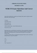 NURS 272 Exam 4 Questions And Correct Answers