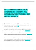 CLET EXAM WITH CORRECT ACTUAL QUESTIONS AND CORRECTLY  WELL DEFINED ANSWERS LATEST 2024 – 2025  ALREADY GRADED A+     