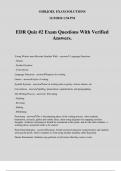 EDR Quiz #2 Exam Questions With Verified Answers.