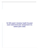 NR 509 Week 5 Shadow Health Focused Exam: Abdominal Pain Assignment -Ms. Esther Park Notes, Study Guide. Fall 2023.