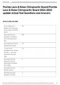 Florida Laws & Rules Chiropractic Board/Florida Laws & Rules Chiropractic Board 2024-2025 update Actual Test Questions and Answers