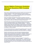 Vernon Watkins Pulmonary Embolism 2023 Exam Questions With Complete Solution  