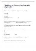 The Binomial Theorem Pre-Test 100% Algebra 2.2 Actual Questions With Correct Detailed Answers.