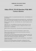 Ethics FINAL EXAM Questions With 100% Correct Answers.