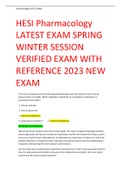 HESI Pharmacology  LATEST EXAM SPRING  WINTER SESSION  VERIFIED EXAM WITH  REFERENCE 2023 NEW  EXAM