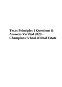 Texas Principles 1 Questions & Answers Verified 2023 - Champions School of Real Estate