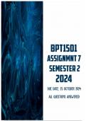 BPT1501 Assignment 7 (Portfolio) Semester 2 2024 | Due 25 October 2024