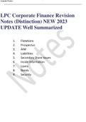 LPC Corporate Finance Revision Notes (Distinction) NEW 2023 UPDATE Well Summarized