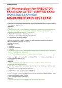 ATI Pharmacology Pre-PREDICTOR EXAM 2023 LATEST VERIFIED EXAM (PORTAGE LEARNING) GUARANTEED PASS BEST EXAM