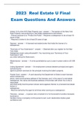 2023 Real Estate U Final  Exam Questions And Answers