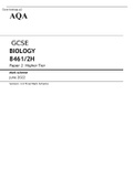 AQA GCSE BIOLOGY 8461/2H Paper 2 Higher Tier June 2022 Question Paper and Mark Scheme Bundle