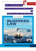 Solution Manual For Business Law: Text & Exercises, 10th Edition by Roger LeRoy Miller, William E. Hollowell, Verified Chapters 1 - 43, Complete Newest Version