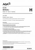 AQA GCSE BENGALI PAPER 2 QUESTION PAPER 2024 (8638/SH: Higher Tier Speaking)