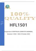 HFL1501 Assignment 6 PORTFOLIO (COMPLETE ANSWERS) Semester 2 2024 - DUE 23 October 2024 | Course Historical Foundations of South African Law (HFL1501)