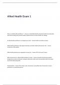 Allied Health Exam 1 Questions and Answers