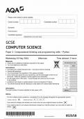 AQA GCSE COMPUTER SCIENCE PAPER 1B QUESTION PAPER 2024 (8525/1B: Computational thinking and programming skills– Python)