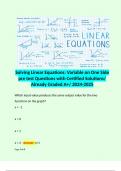 Solving Linear Equations: Variable on One Side pre test Questions with Certified Solutions/ Already Graded A+/ 2024-2025 