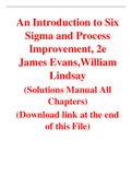 An Introduction to Six Sigma and Process Improvement 2nd Edition By James Evans,William Lindsay (Solution Manual)