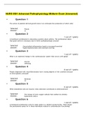 NURS 6501 Advanced Pathophysiology Midterm Exam (Answered)