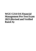 WGU C214 OA Financial Management Pre-Test Exam 2023 (Revised and Verified Rated A)